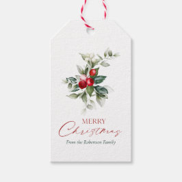 Kerstcadeau Label met Berry en Branch Design Cadeaulabel