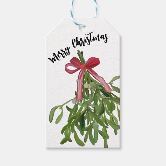 Kerstcadeau-label met maretak cadeaulabel (Voorkant)