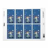Kerstcadeau label met sneeuwpop en sterren (Full Sheet)