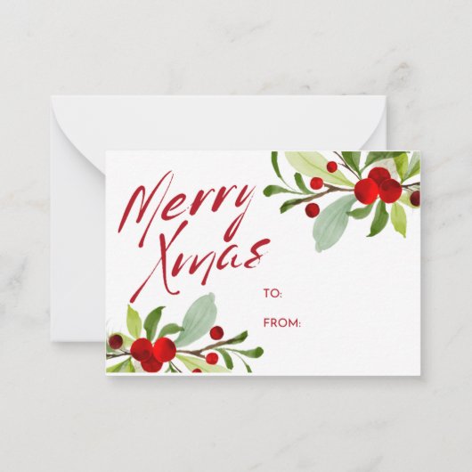 kerstcadeau-Label Notitiekaartje (Achterkant)
