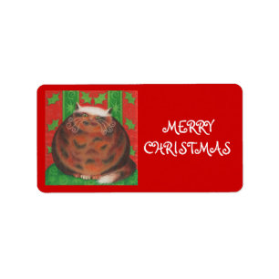 kerstcadeau label rood