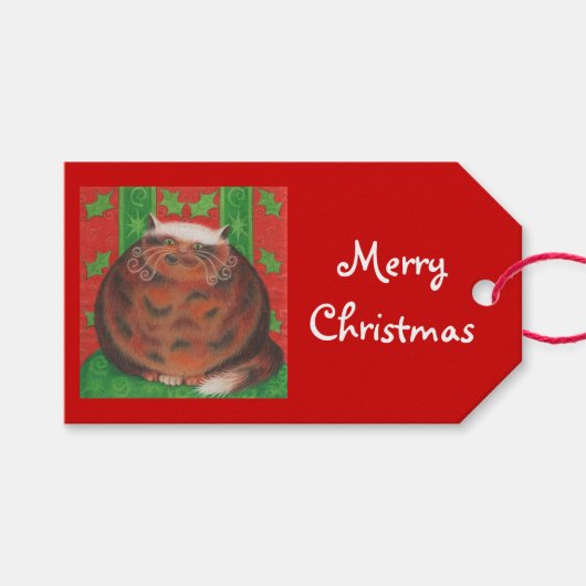 kerstcadeau label rood met kerstcadeau cadeaulabel (Voorkant (Horizontaal))