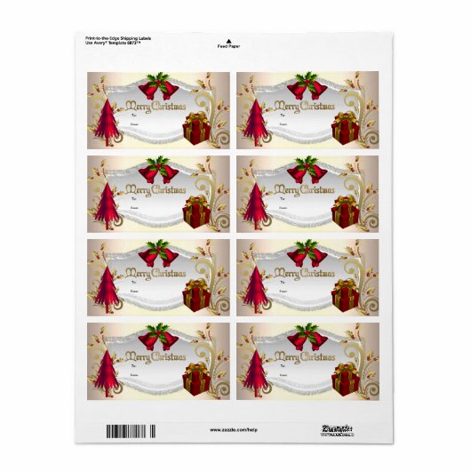 Kerstcadeau Label Rood Wit Xmas (Full Sheet)