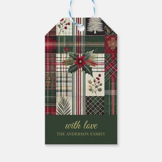 Kerstcadeau label Rustiek Plaid Pattern Cadeaulabel (Voorkant)