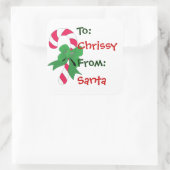 kerstcadeau Label snoepje met groen lintje (Tas)