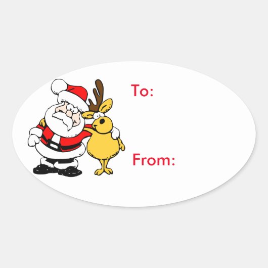 Kerstcadeau Label Sticker-Santa (Voorkant)