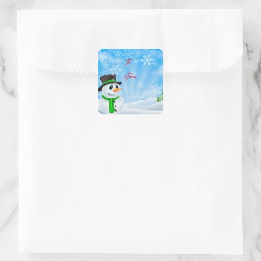 Kerstcadeau Label Sticker-Snowman (Tas)