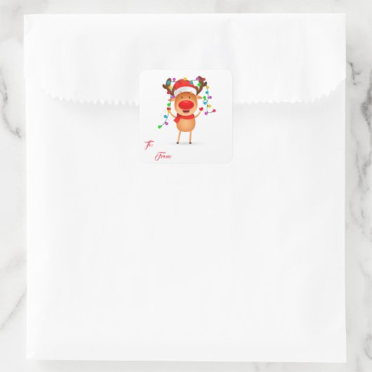 kerstcadeau Label Stickers-Rudolph (Tas)
