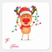 kerstcadeau Label Stickers-Rudolph (Voorkant)