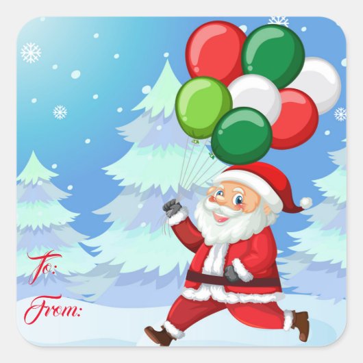 Kerstcadeau Label Stickers-Santa (Voorkant)