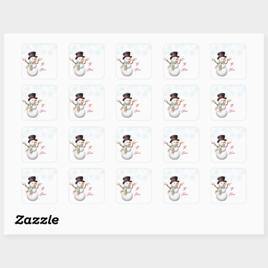 Kerstcadeau Label Stickers-Snowman (Vel)