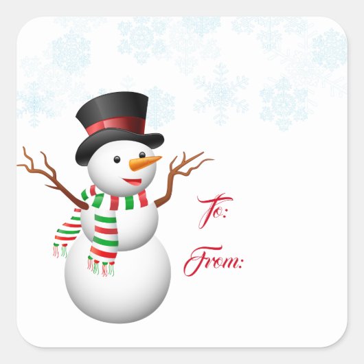 Kerstcadeau Label Stickers-Snowman (Voorkant)