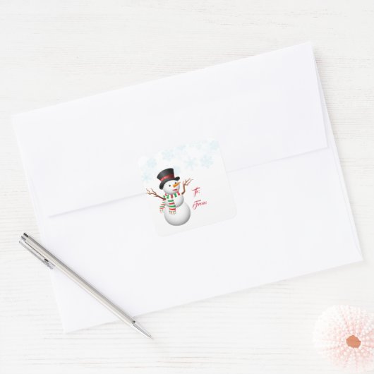 Kerstcadeau Label Stickers-Snowman (Envelop)