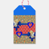 Kerstcadeau Labels Engelen Blauwe Harten Cadeaulabel (Voorkant)