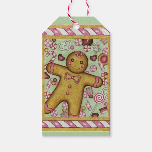 Kerstcadeau-labels van peperkoek cadeaulabel (Voorkant)