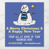 Kerstcadeau leuk sneeuwmannen wijnfleslabels wijn etiket (Enkel label)