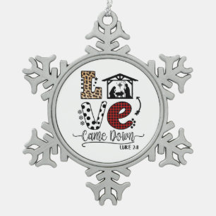 Kerstcadeau Liefde kwam naar beneden Tin Sneeuwvlok Ornament