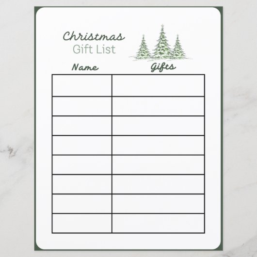 Kerstcadeau Lijst Planner Pagina (Voorkant)