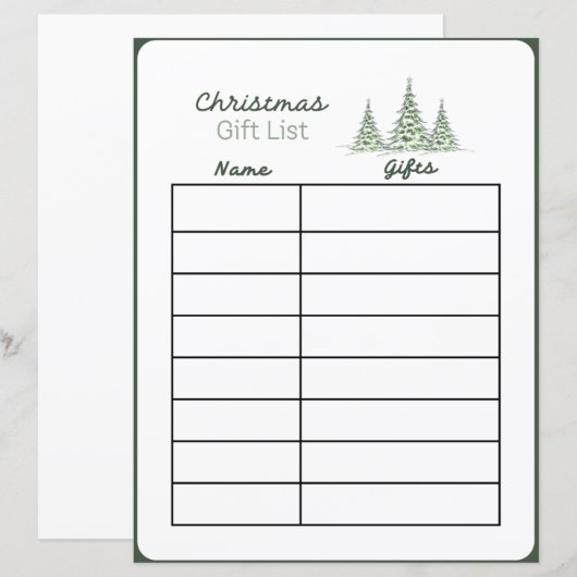 Kerstcadeau Lijstplanner Pagina (Voorkant / Achterkant)