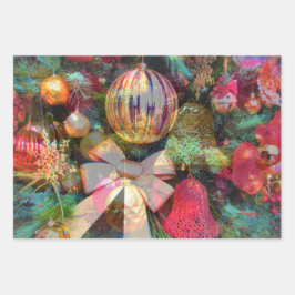 kerstcadeau, magisch kleurrijk feestmaal  inpakpapier vel