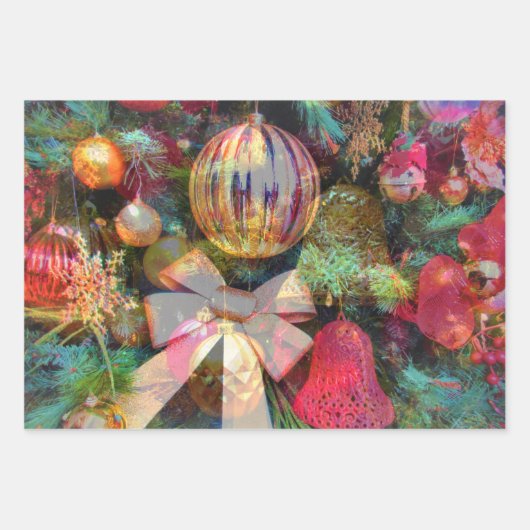 kerstcadeau, magisch kleurrijk feestmaal  inpakpapier vel (Voorkant)