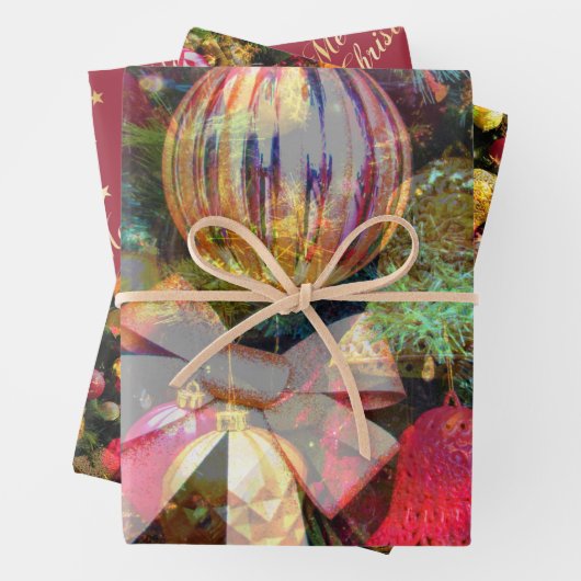 kerstcadeau, magisch kleurrijk feestmaal  inpakpapier vel (In situ)