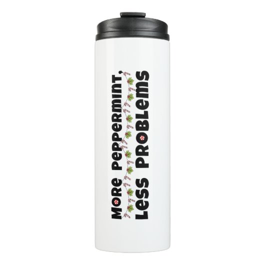 Kerstcadeau - "Meer pepermunt, minder problemen" Thermosbeker (Voorkant)
