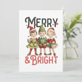 Kerstcadeau Merry and Bright Kaart (Staand voorkant)