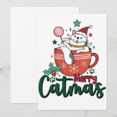 Kerstcadeau Merry Cute Catmas Kaart (Voorkant / Achterkant)