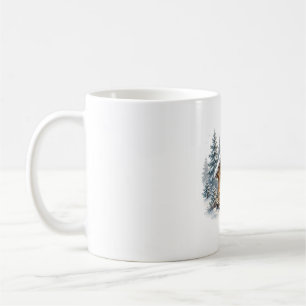 Kerstcadeau met besneeuwde blokhut, watercolor win koffiemok