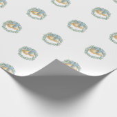 kerstcadeau met blauw borstbeen cadeaupapier (Hoek)