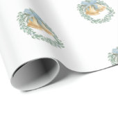 kerstcadeau met blauw borstbeen cadeaupapier (Rol Hoek)