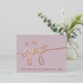kerstcadeau met blush handschrift geperst folie feestdagen briefkaart (Staand Voorkant)