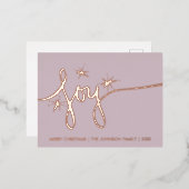 kerstcadeau met blush handschrift geperst folie feestdagen briefkaart (Voorkant / Achterkant)