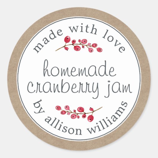 kerstcadeau met carberry Jam Can Kraft Paper Ronde Sticker (Voorkant)