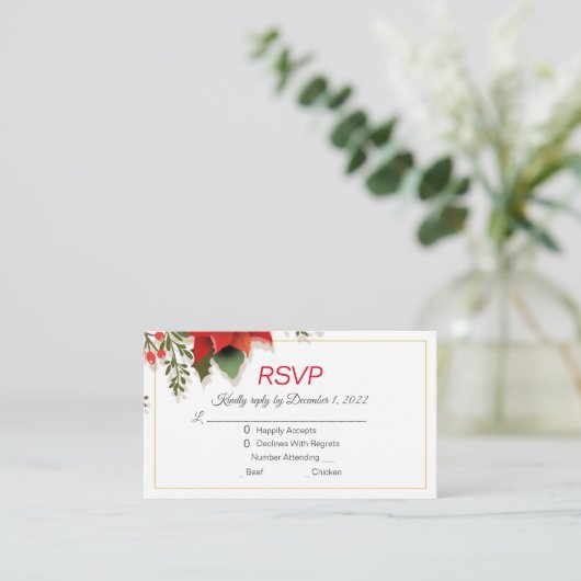 kerstcadeau met een bruiloft RSVP Informatiekaartje (Staand voorkant)