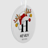 Kerstcadeau met eigen letter naam ornament (voorkant)