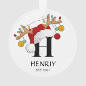 Kerstcadeau met eigen letter naam ornament (achterkant)