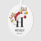 Kerstcadeau met eigen letter naam ornament (voorkant)