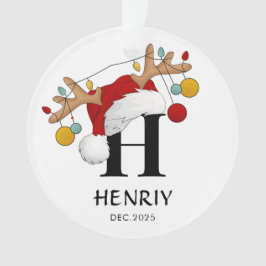 Kerstcadeau met eigen letter naam ornament