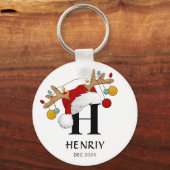 Kerstcadeau met eigen letter naam sleutelhanger (Achterkant)