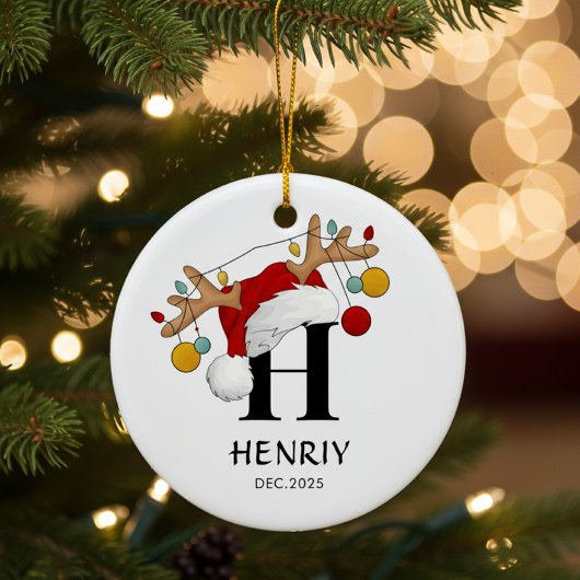 Kerstcadeau met eigen naam keramisch ornament