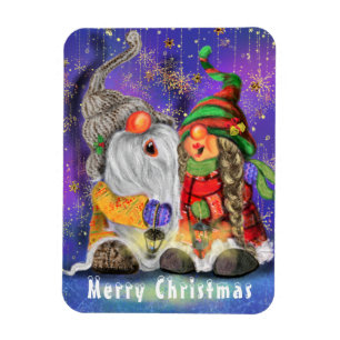 kerstcadeau met Gnomen-combinant zingen Magneet