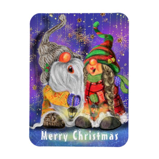 kerstcadeau met Gnomen-combinant zingen Magneet (Verticaal)