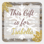 kerstcadeau met gouden neusvlokken, Label (Voorkant)