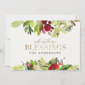 kerstcadeau met gouden waterverf feestdagenkaart (Achterkant)