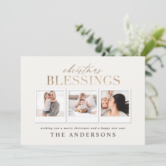 kerstcadeau met gouden waterverf feestdagenkaart (Staand voorkant)