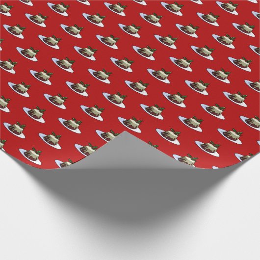 kerstcadeau met Holly Pixel Art Pattern Cadeaupapier (Hoek)