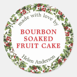 Kerstcadeau met hulstlijst ronde sticker