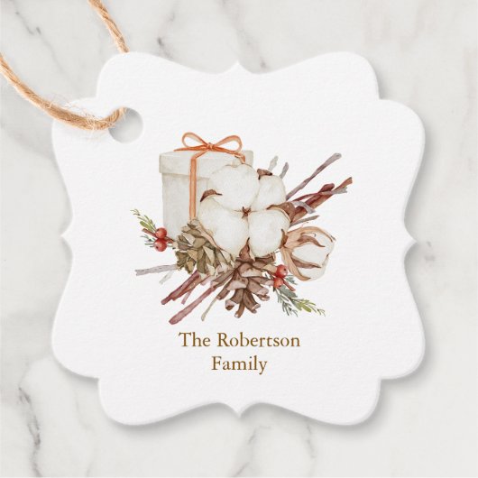 Kerstcadeau met katoenen boeket bedankjes labels (Voorkant)